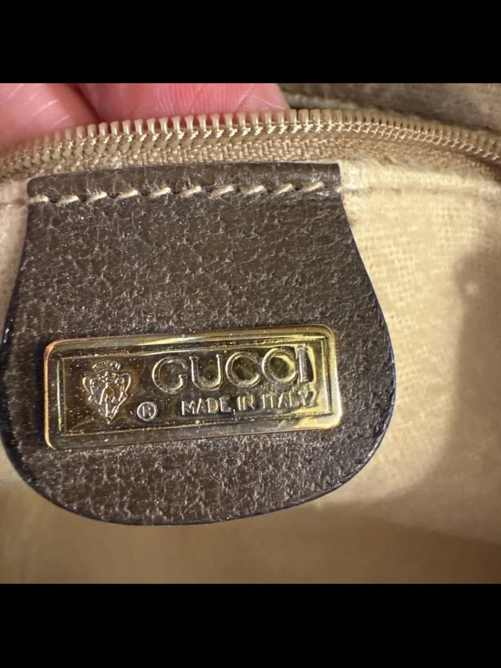 Gucci Beige GG Canvas and Brown Leather Crossbody Bag